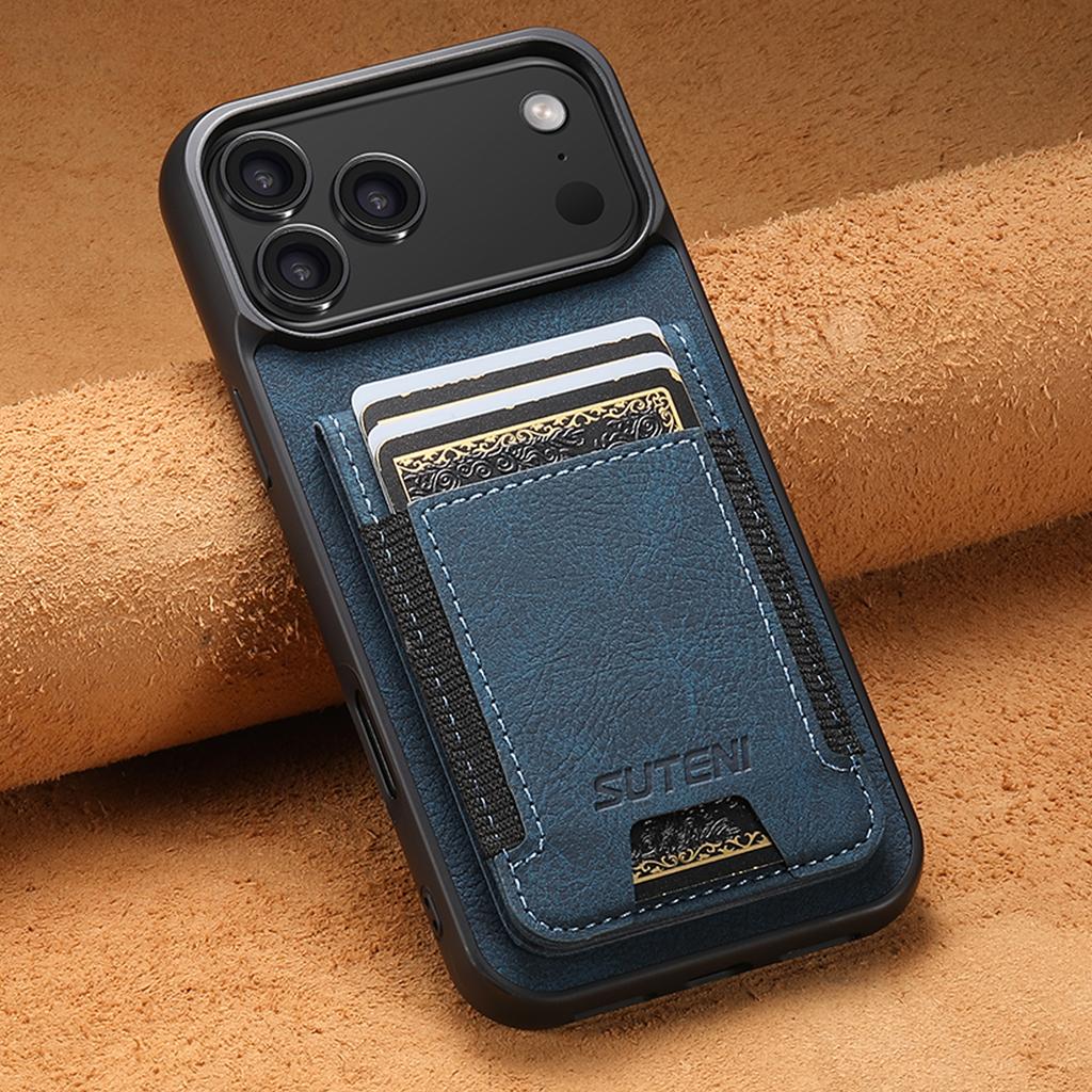 Luxury Faux Leather Card Holder Stand Phone Case Frosted Feel for IPhone 17 Pro Max 16 Plus 15 14 13 12