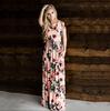 Women's Summer Long Dress Floral Print Boho Beach Dress Tunic Maxi Dress Evening Party Dress