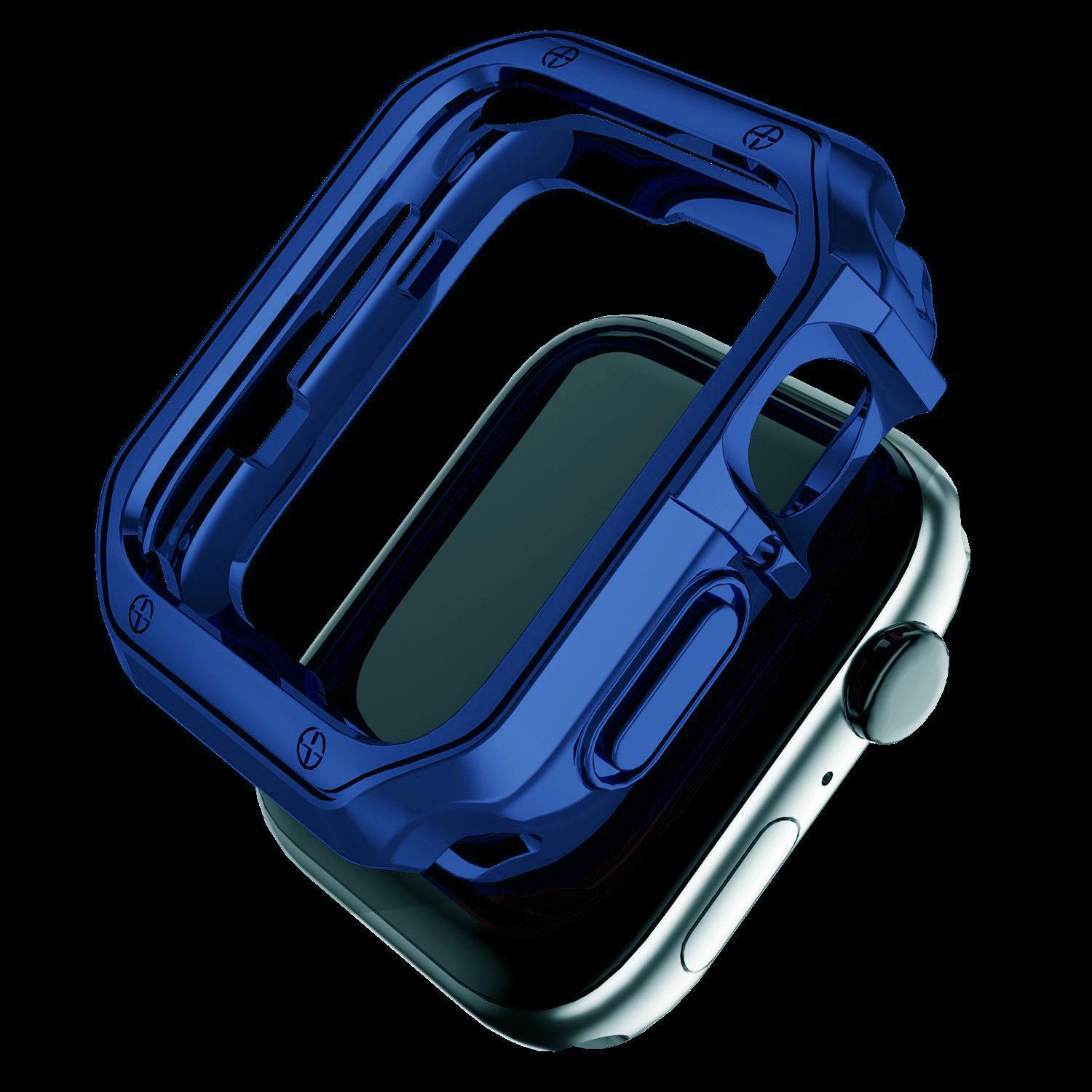 

Apple Watch iWatch 7 TPU Protective Case - Electroplated Metallic Texture, Drop-Proof, Fits Series 2-7 40mm синій