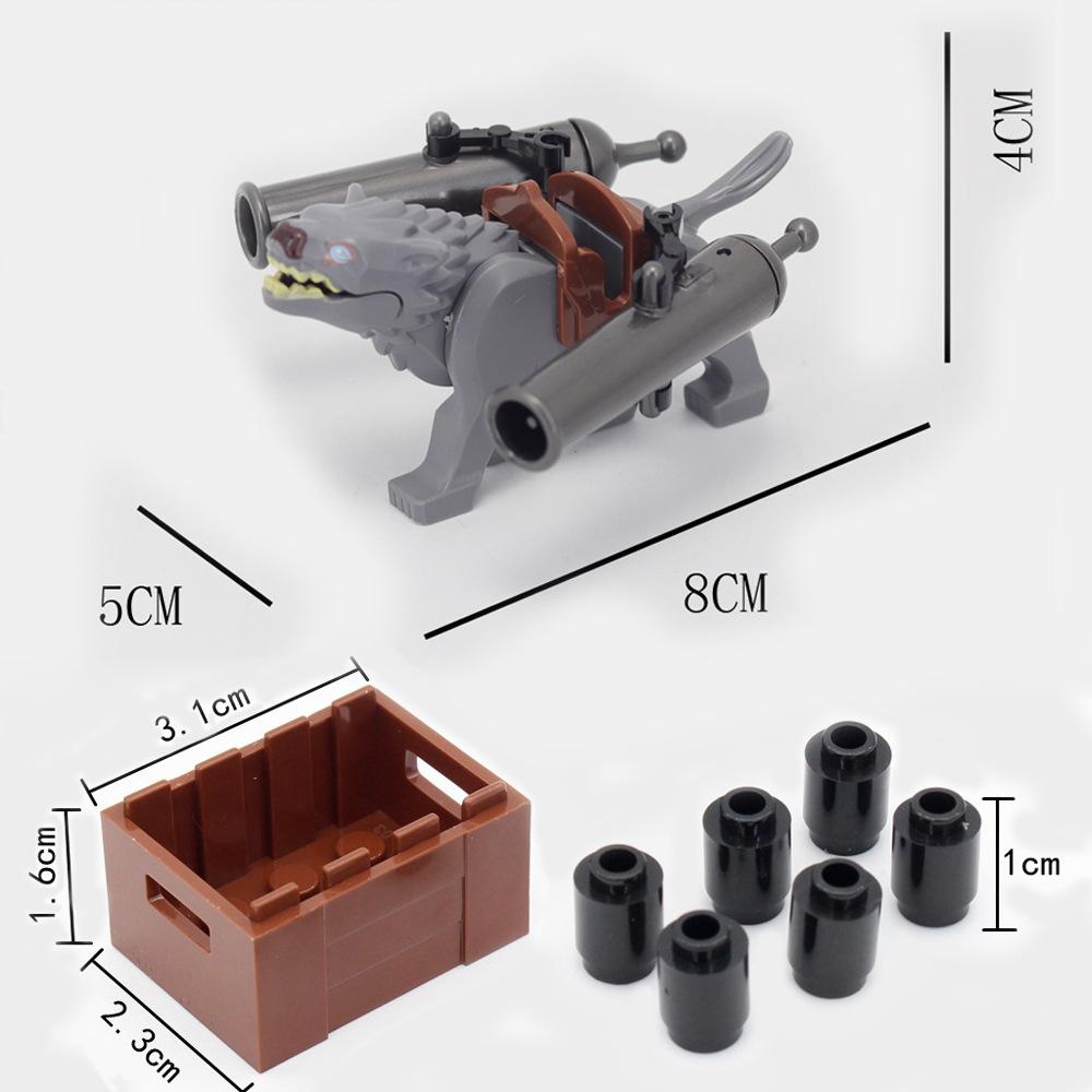 Medieval Military Cannon Small Particle Soldier Figurine Building Block Pirate Ship Artillery Scene Ornament Toy