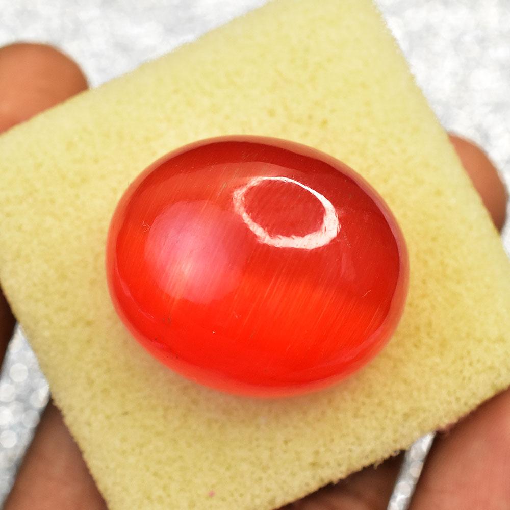 Flawless Orange Natural Cat'S Eye 114.55 ct Cabochon Cut Gemstone