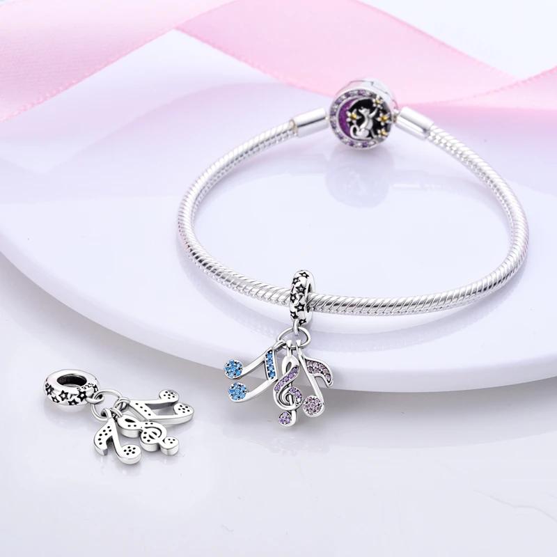 Original Charmscopper Blue-Purple Music Note Beads Fit Charms Platabracelets For Women Jewelry Making Fine Gifts
