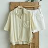 New Arrivals Open Run Women Loose Fit String Short Sleeve Shirt Pocket Design