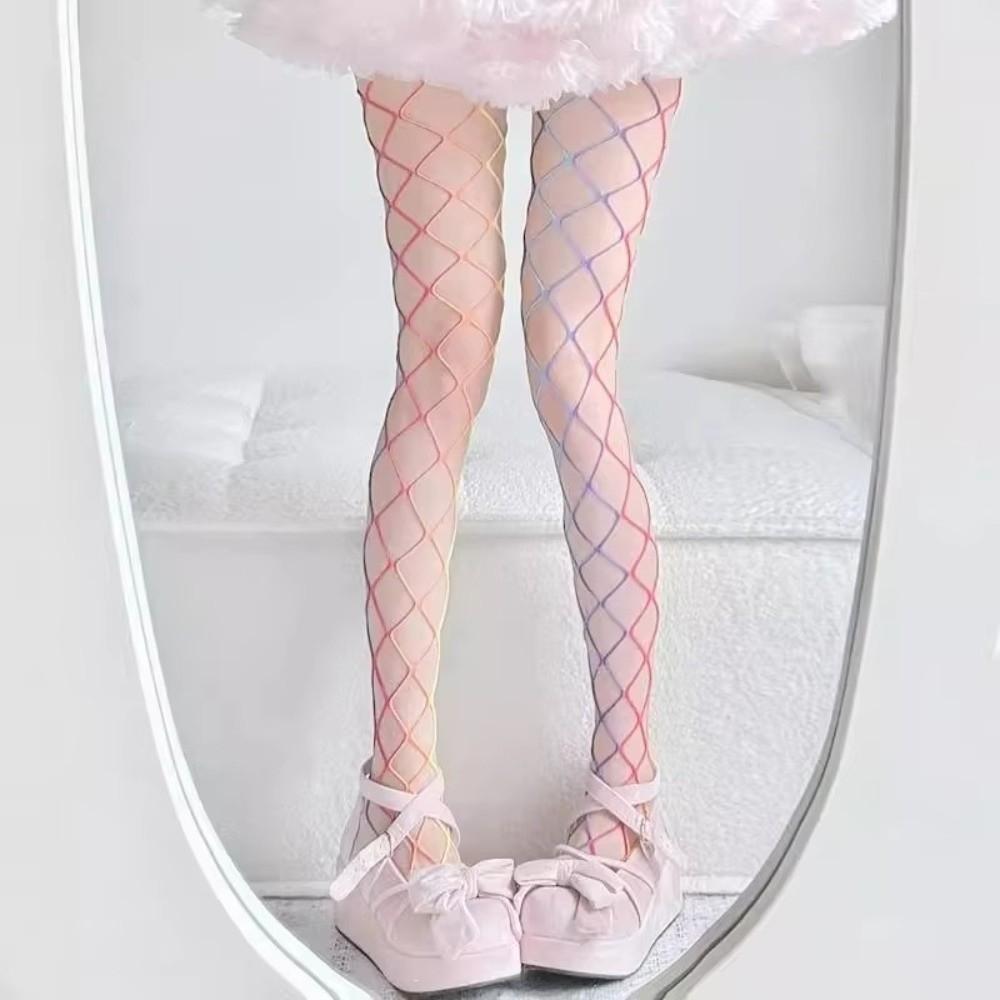 Large Mesh Hollowed Out Pantyhose Dopamine See-through Tights Cool Sexy Mesh Stockings  Party