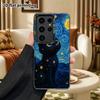 Phone Case: 2D Flat Samsung Galaxy A34 A35 M05 M06 S20 S22 S21 FE Plus 5G Protective Case, Couple Style, Blue Starry Night Black Cat, Christmas and Ha