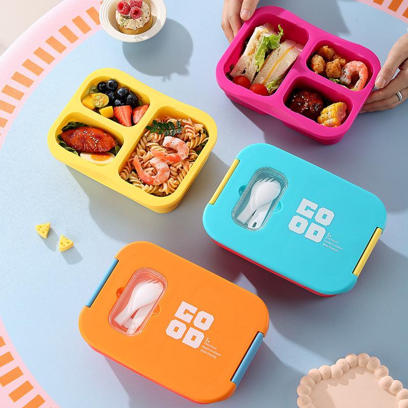 Student Bento Box With Divided Compartments And Microwave Safe Pp Material For Office Lunches