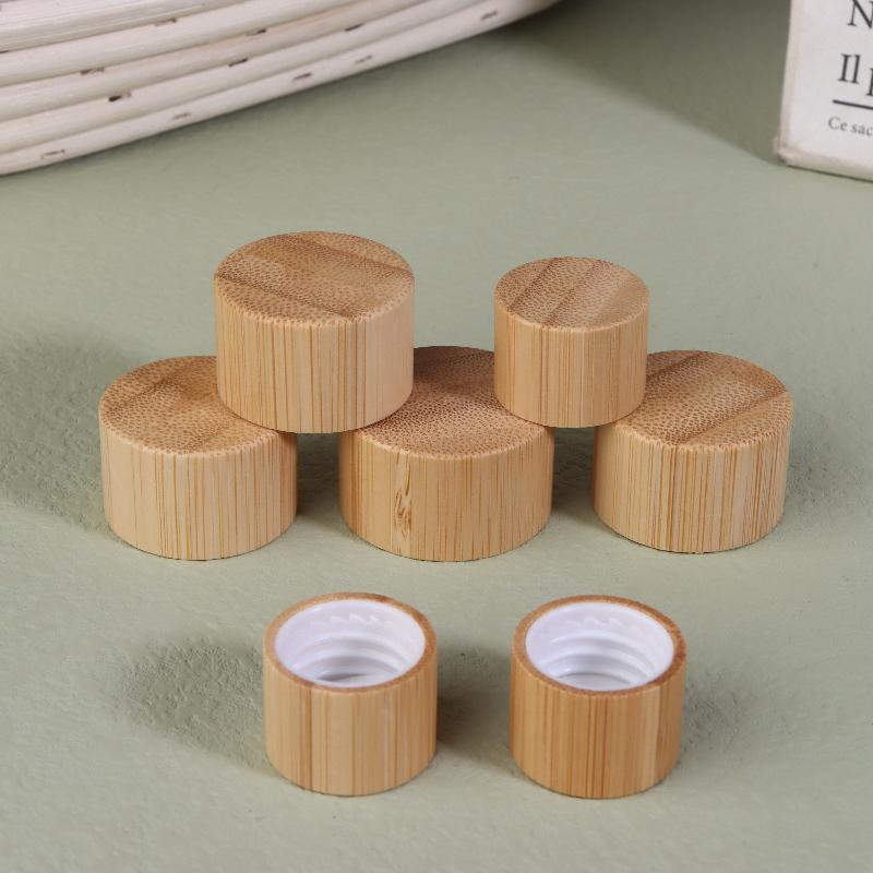 1/5 Pcs Eco-Friendly Screw Bamboo Bottle Caps With Reducer Replace Empty Bottle Caps With Drop Plug Real Bamboo Cover Screw Cap