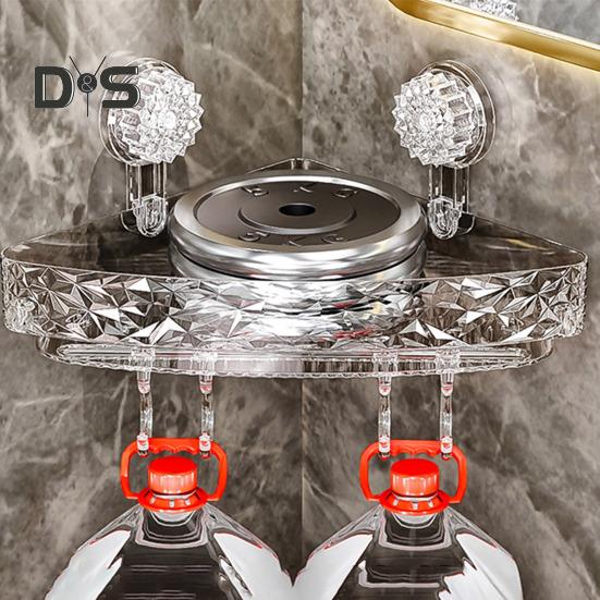 Suction Cup Corner Wall Shelf Storage Rack Strong Load-bearing Large Capacity Easy To Install Heavy-Duty Shower Organizer Shelf