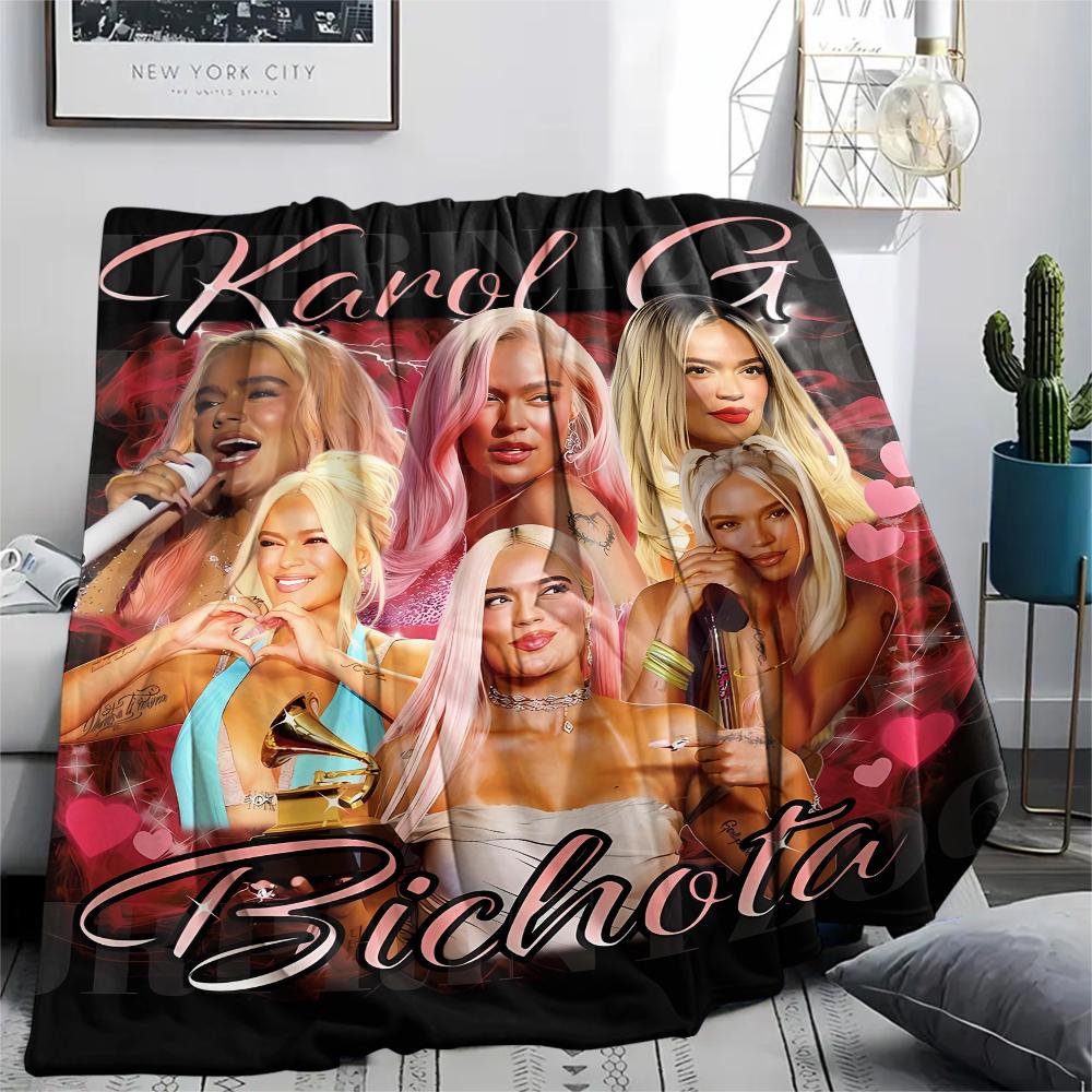1Pc Karol G Print Flannel Blanket, High Quality Comfortable for All Seasons, Home Decor, Warmth and Comfort, Perfect for Gifts
