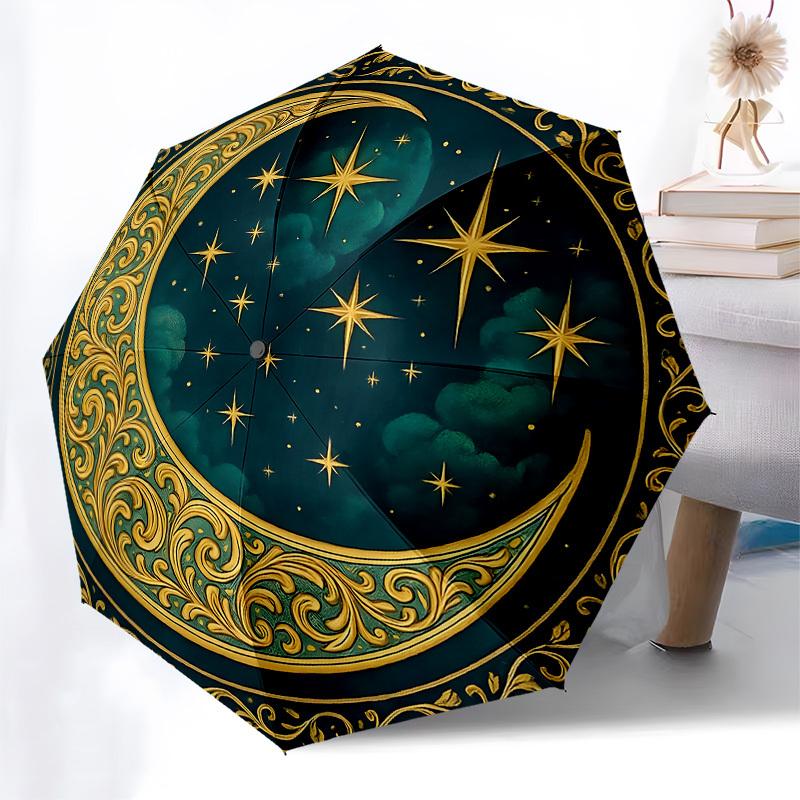 1pc Celestial Ornament DesignUmbrella with Plastic Handle,Suitable for All Seasons Home Travel Outdoor UmbrellaB1582