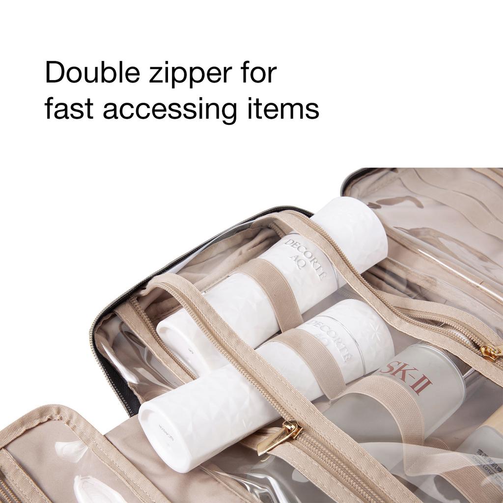 BAGSMART Toiletry Bag with Hanging Hook Water-resistant Makeup Bag Travel Organizer for Shampoo Full Sized Container Toiletries
