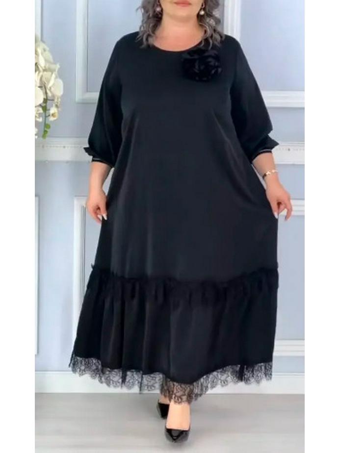 

Модное европейское и американское женское платье большого размера 2025 года 5XL чёрный