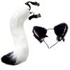 Cosplay Furry Ear Headband Tail Set With Bell Collar Anime Fans Adult Costume Accessories
