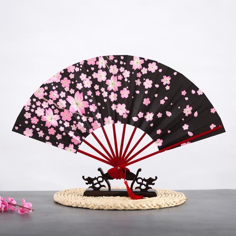 Ancient Chinese Style Golden Portable Folding Fan Bamboo Ribs Japanese Decor Stage Fan Girl Hanfu Dance Performance Hand Fan