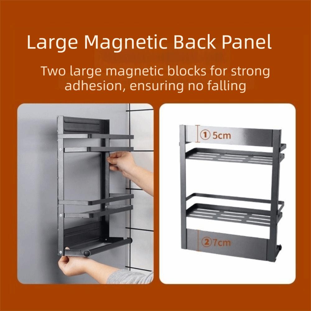 Wall Mounted Refrigerator Magnetic Shelf Folding Space Saving Seasoning Storage Organizer Large Capacity Spice Storage Rack