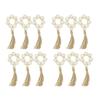 ABBY-12X Beaded Wood Napkin Rings With Table Setting Wedding Party Décor Accessories Napkin Holder Natural Style