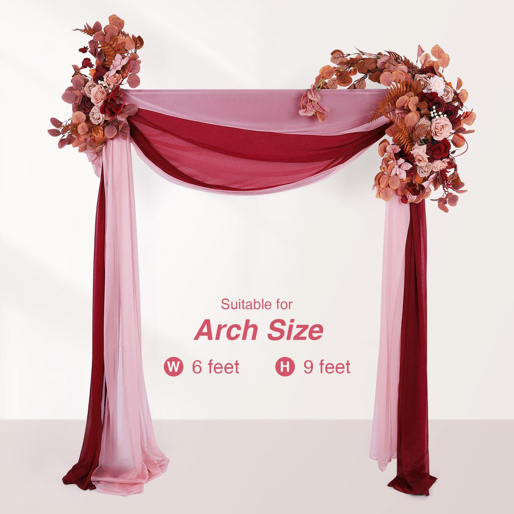 Pack of 4 Wedding Arch Flowers Kit with Sheer Drapes Wedding Arch Artificial Flowers Kit for Ceremony Reception Stage Decor