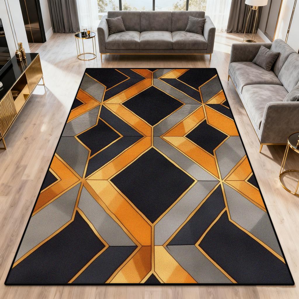 Nordic Abstract Living Room Carpet Orange Simple Style Decoration Sofa Large Area Rugs Bedroom Bath Non-slip Entrance Door Mat