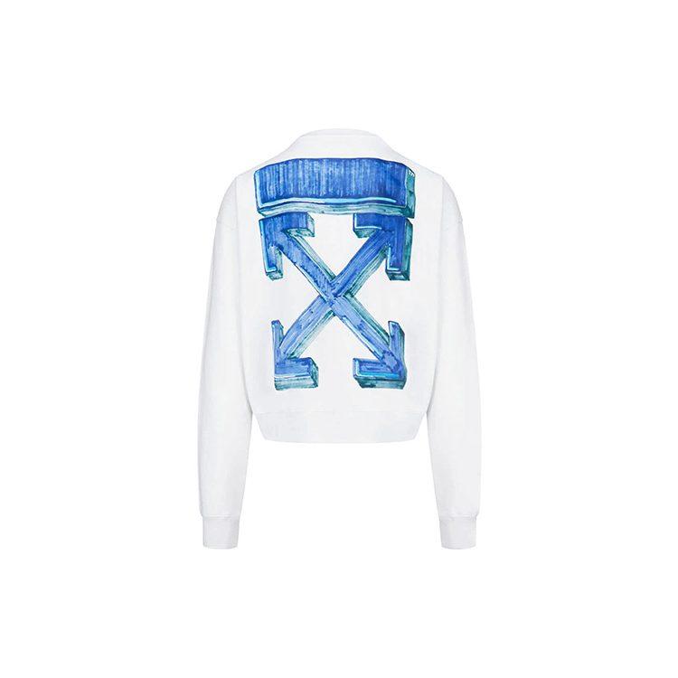 OFF WHITE Bluza z nadrukiem strzałek, oversize, z okrągłym dekoltem OMBA035E20FLE0020145
