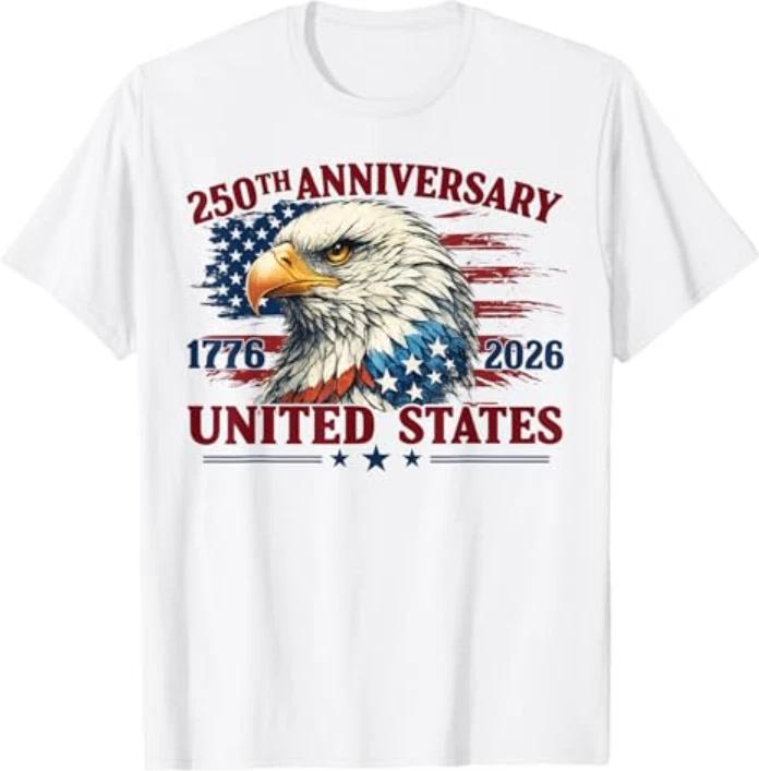 250 Years American Anniversary 1776-2026 USA Flag Men Women T-Shirt S