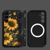 Sunflower Print Case For Samsung Galaxy S26 S25 Ultra S24 S23 FE S22 Plus S21 Built-in Metal Plate Magnetic Silicone Cover