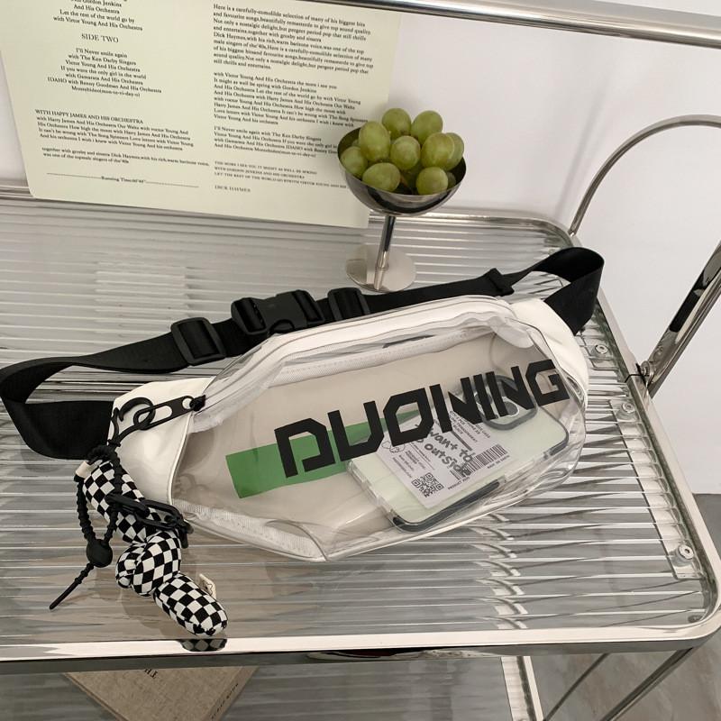 Pvc Transparent Shoulder Bag For Women With Letter Design And Zipper Closure