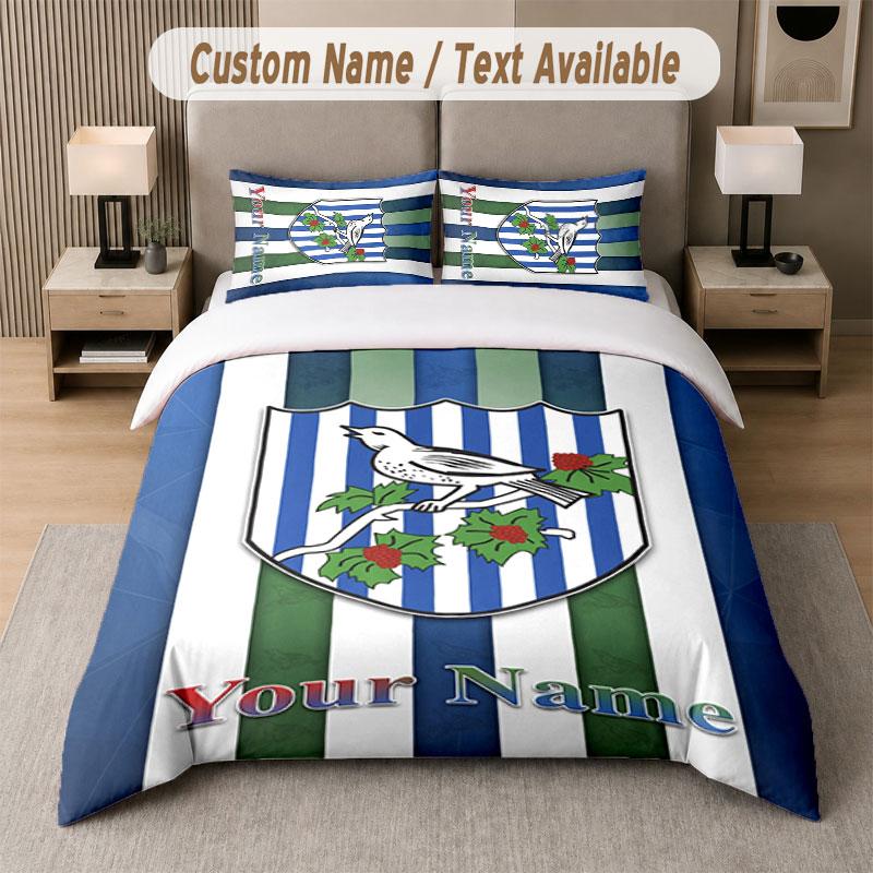 Custom Bedding Set West Bromwich Albion FC Pattern, Print Name Text 1 Duvet Cover Plus 2 Pillowcases Home Textile