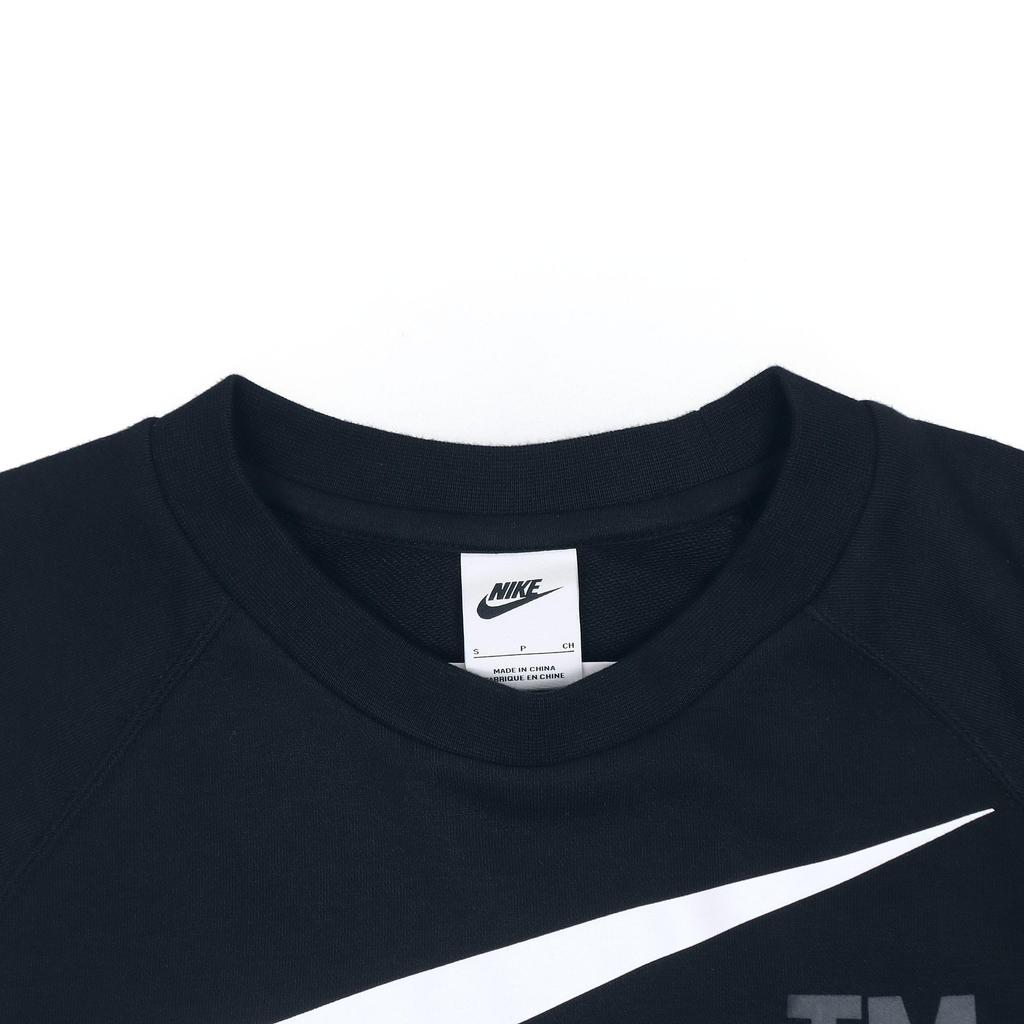 Nike Swoosh Logo Print Knit Crew Neck Sweater Men Sweatshirt Black DD6097-010