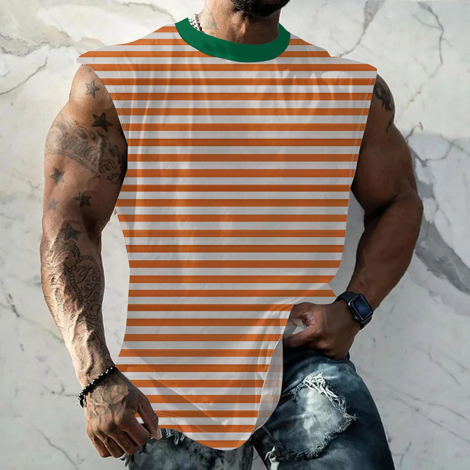 

Мужская летняя пляжная майка для серфинга, повседневная дышащая майка без рукавов, свободная майка с принтом XXL оранжевый