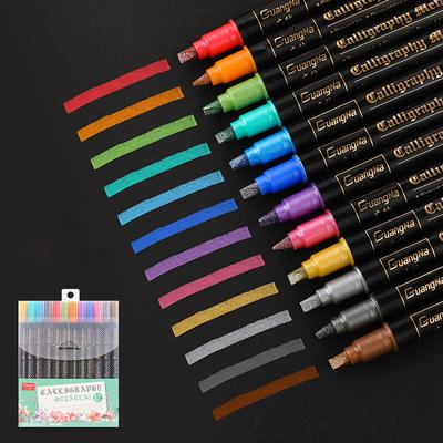 Marker metalic 12/24 de culori Vârf dublu pentru desene artistice luarea notițelor scrisori caligrafie cărți de colorat jurnal