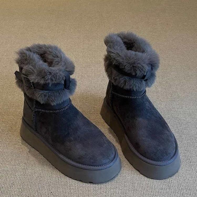 Women's Soft Elastic Winter Warm Winter Cold Padded Snow Boots Thick-soled Non-slip Wear-resistant Outdoor Leisure Sports Fur Cotton Boots