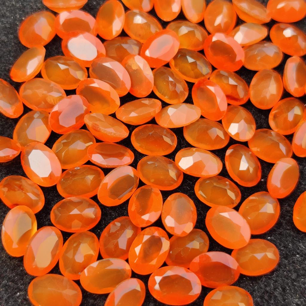 Carnelian 7x5 MM Oval Faceted Cut Gemstone, Orange Carnelian Stone, Natural Carnelian Gemstone, Loose Gemstone, Calibrated Stone Lot
