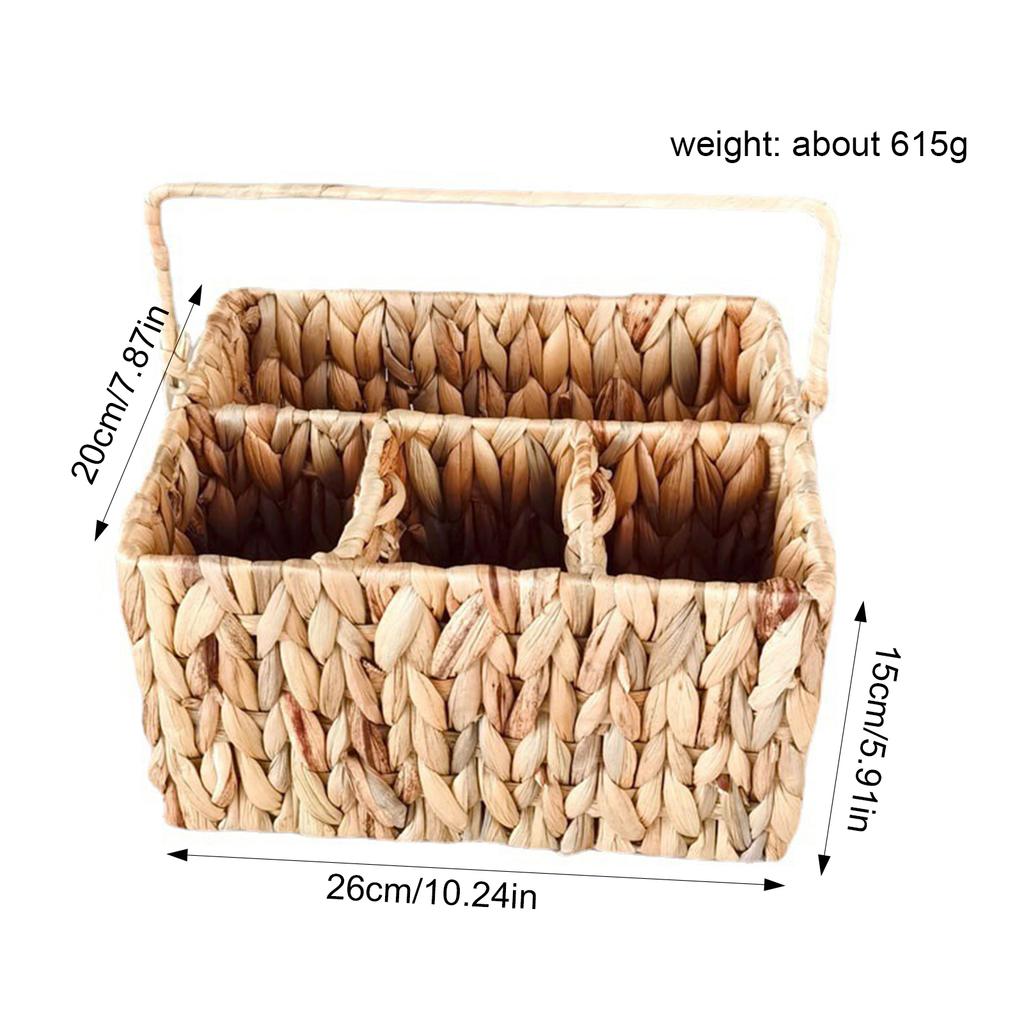 Woven Baskets for Organizing 4 Compartments Hand-Woven Storage Basket Perfect for Organizing Storage and Gifts