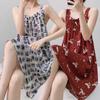 Korean Version of the Girl Sweet Summer Halter Nightgown Female Bowknot Full Print Sleeveless Loose Floral Sundress Home Dress