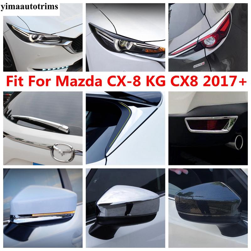 For Mazda CX-8 KG CX8 2017 - Front Head Light Eyebrow Window Sequin Wiper Rearview Mirror Bumper Fog Cover Trim Accessories