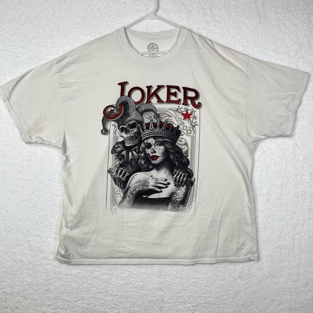 DOM Men s Joker Jester Sugar Skull Queen Graphic T-Shirt White Size 3XL S разноцветный