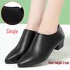 Women's Black Genuine Leather Fleece-Lined Work Shoes - Soft Sole, Wear-Resistant, Low Heel for Autumn/Winter