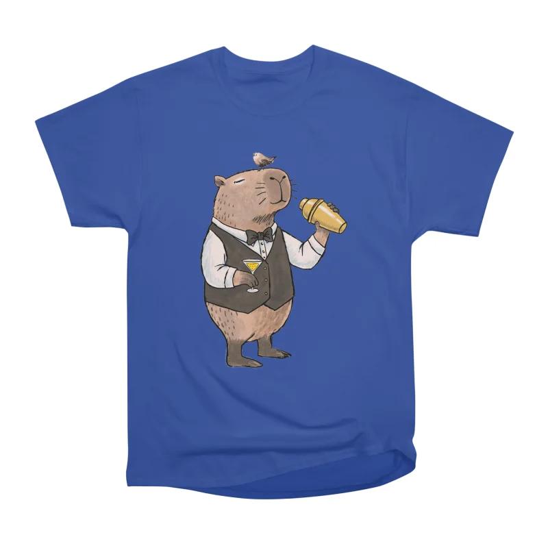 Men Casual Shirts Short Sleeves CAPYBARTENDER Tees Oversized T-shirts S
