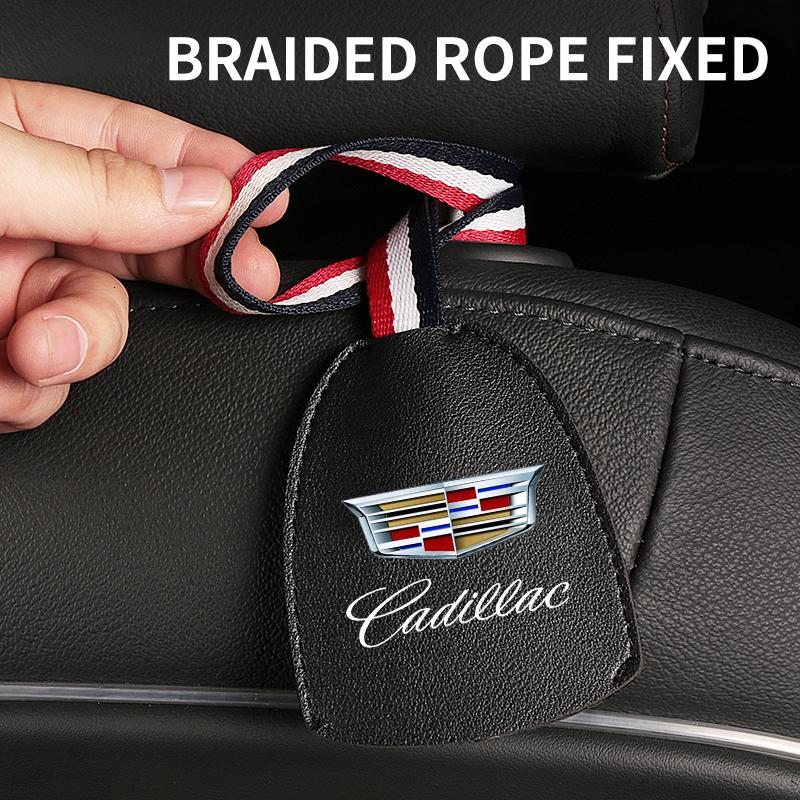 1 PZ Appendi Gancio Portaoggetti per Poggiatesta Sedile in Pelle Auto Per Cadillac Escalade Deville DTS ATS BLS CT4 CT6 CTS EXT SLR SRX XLR XT4