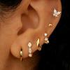 6PCS Shiny Crystal Huggie Hoop Earring Set For Women Tragus Helix Jewelry Butterlfy Cartilage Stud Earing Bulk Lobe Piercing Lot