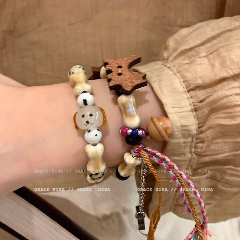 Cute Puppy Woven Braided Bracelet Handmade Jewelry For Women Couples