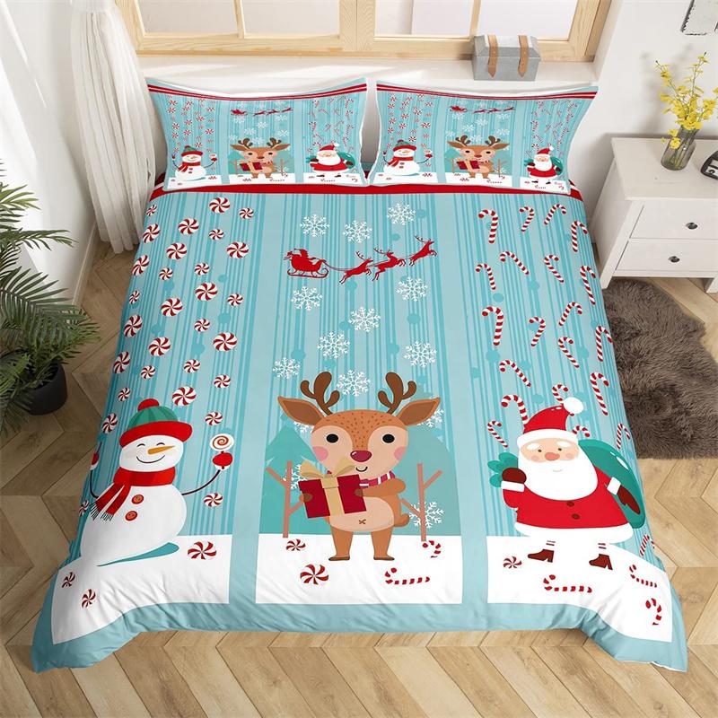 Christmas Duvet Cover Single Queen Santa Claus Bedding Set Microfiber Mermaid Tail Comforter Cover Christmas Gnome Quilt Cover