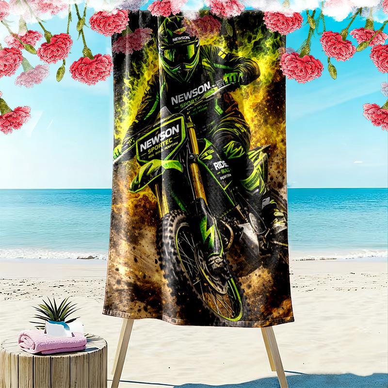 Asciugamano da Spiaggia con Stampa Motor Trail, Asciugamano Grande Morbido ad Asciugatura Rapida per Spiaggia Campeggio Nuoto