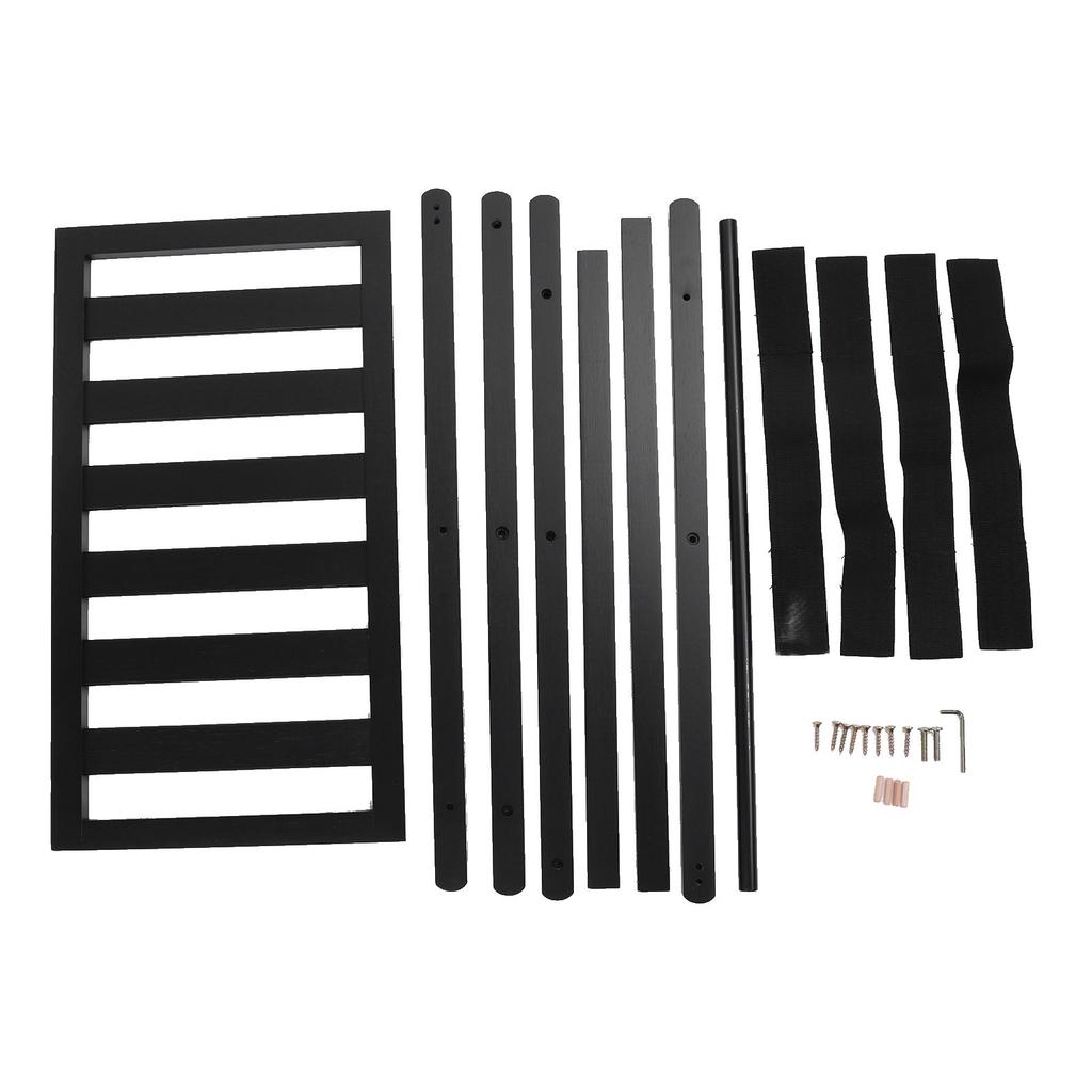 Luggage Rack Black Folding Double Layers Wooden Ultra Wide Strong Load Bearing Suitcase Stand for