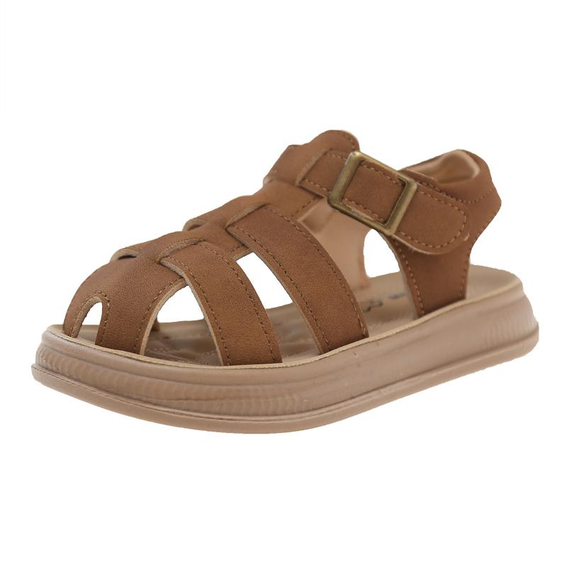 

Children Roman Sandals Kids Hollow-out Toes Capped Sandals Fashion Kids Summer Beach Shoes Soft Bottom Anti-slippery Size 21-31 24