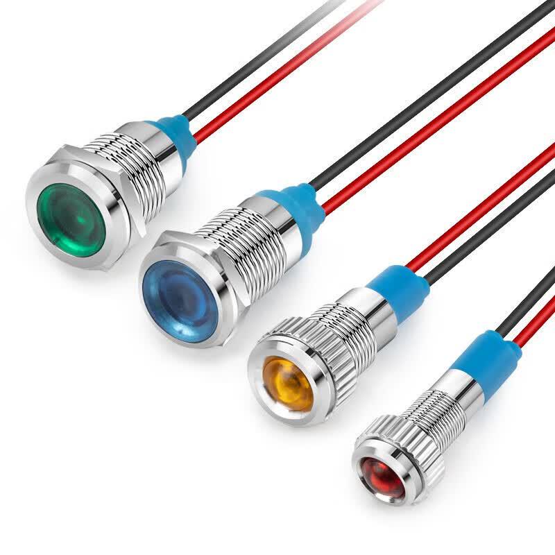 Luce indicatore metallica impermeabile a LED da 12 mm