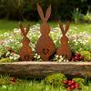 3pcs Rustic Acrylic Garden Decor Set Iron Outdoor Planters Bunny Floral Design with Hearts Holiday Celebrations