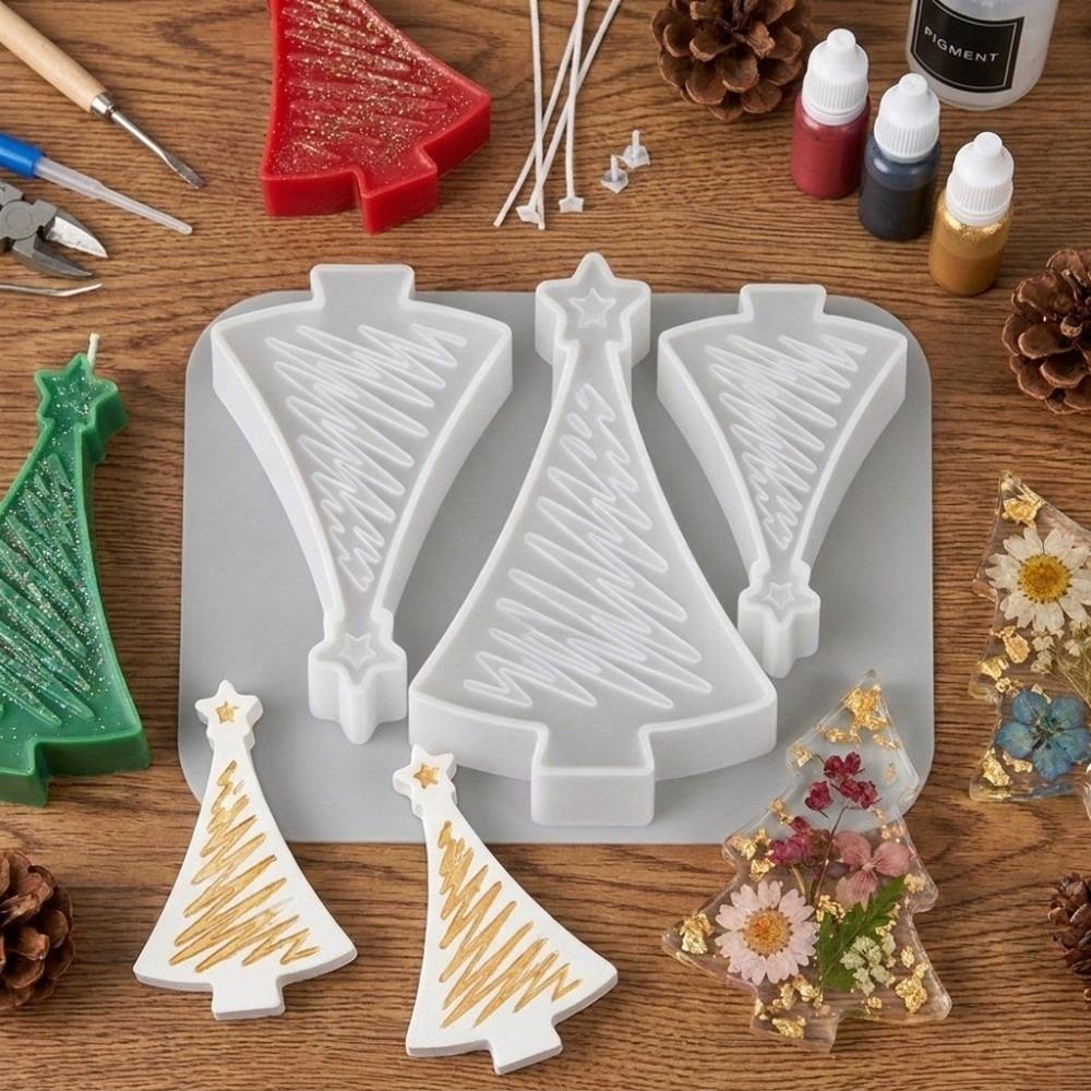 Silicone Christmas Tree Mold 3D Stripes Soap Mold New DIY Candle Mold Holiday