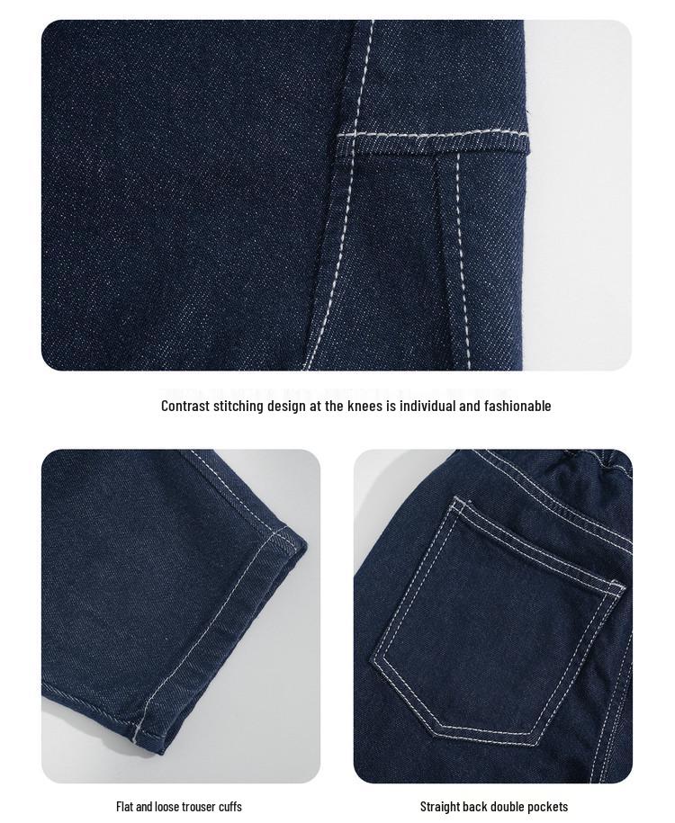 2025 Chłopięce Jesienne Jeansy w Koreańskim Stylu o Luźnym Kroju z Prostą Nogawką