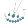 3 pcs Vintage Bohemian style turquoise necklace bracelet earrings three piece set Zircon gift 2024